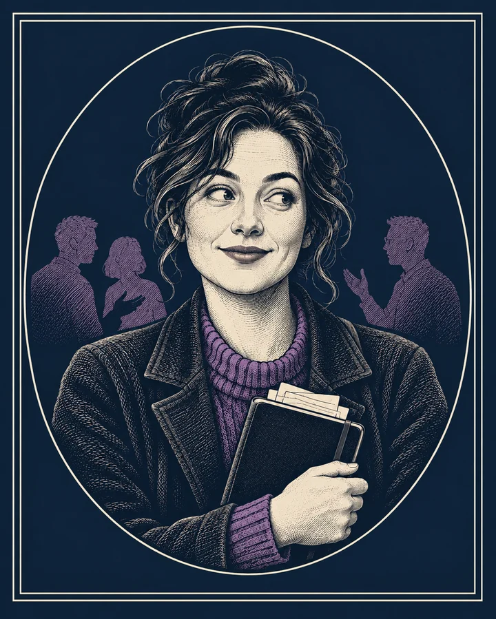 Engraved portrait of Clough, one of the three Sofa Heist storytellers.