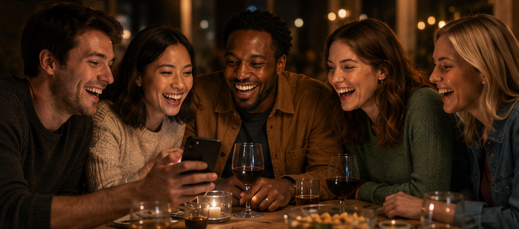 Friends laughing together while playing Sofa Heist